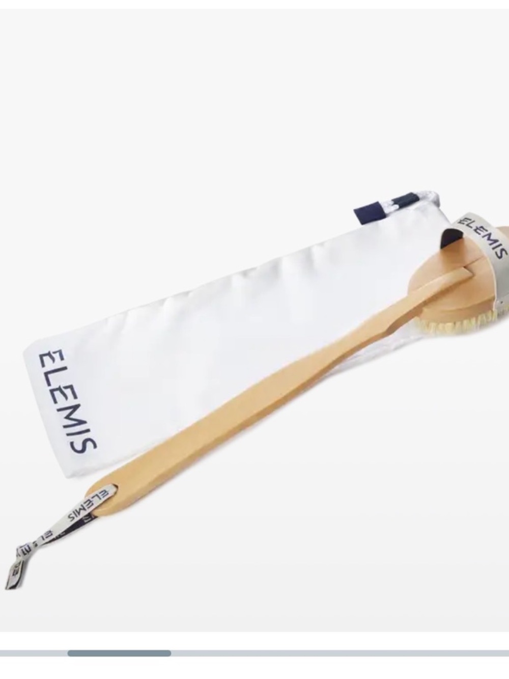 ELEMIS Natural Wood Long-Handled Body Brush with White Pouch